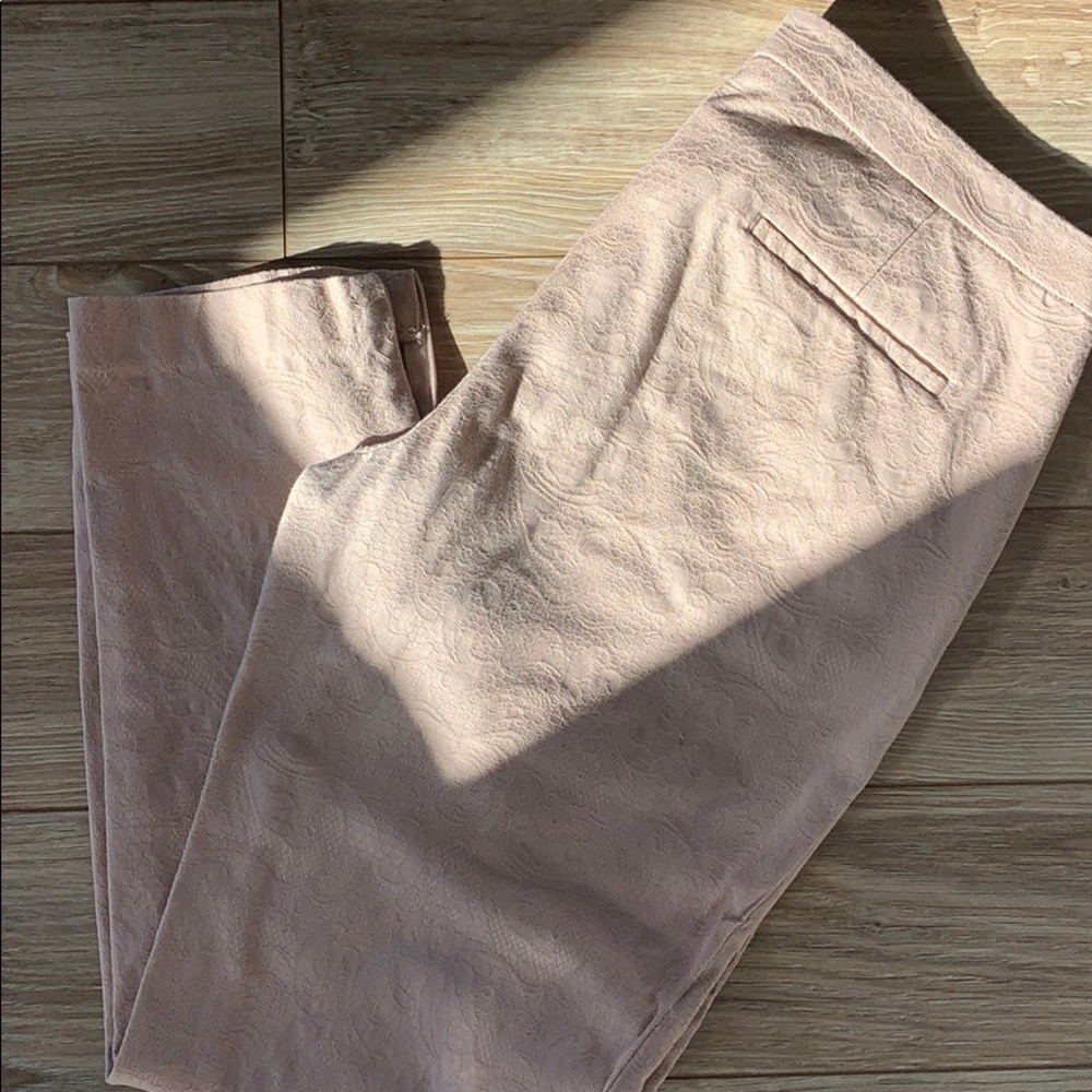 Blush pink brocade ankle pant